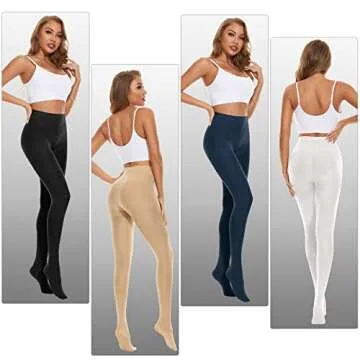 Zando Solid Color Tights for Women Footed Compression Stockings Run Resistant Dance Tights 80 Denier Sheer Tights Control Top Pantyhose Footed Sheer Tights Semi Opaque Panty Hose Z Pink One Size