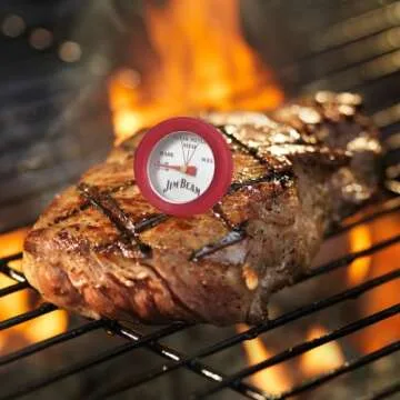 Jim Beam, Pack of 4 Poultry Meat, Instant Read Food Stainless Steel Dial Mates Barbecue BBQ Tools, Grilling and Baking Steak Thermometers, Set of 4, Mini, Red, (JB0134-1)