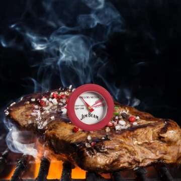 Jim Beam, Pack of 4 Poultry Meat, Instant Read Food Stainless Steel Dial Mates Barbecue BBQ Tools, Grilling and Baking Steak Thermometers, Set of 4, Mini, Red, (JB0134-1)