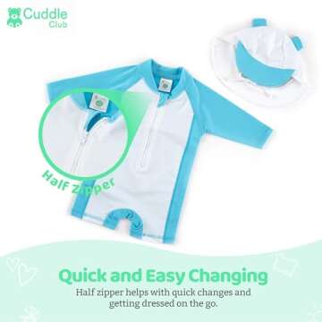Cuddle Club Baby and Toddler One-Piece Swimsuit | UPF 50+ All-Day UV Protection Infant Sunsuit