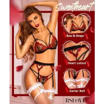 RSLOVE Women Lingerie Set - Lace Teddy Babydoll with Garter