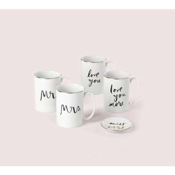 Kate Spade New York Bridal Party Mrs. 2Pc Mug Set, 1.55 LB, White