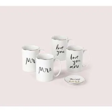 Kate Spade New York Bridal Party Mrs. 2Pc Mug Set, 1.55 LB, White