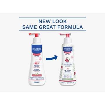 Mustela Baby Soothing Cleansing Gel - Fragrance-Free Hair & Body Wash for Very Sensitive Skin - with Natural Avocado Perseose & Schizandra Berry - 10.14 fl. oz.