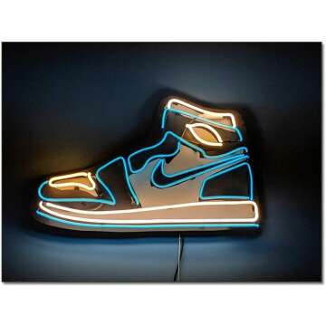 Neon Basketball Sneakers Canvas Art Print 16x20"
