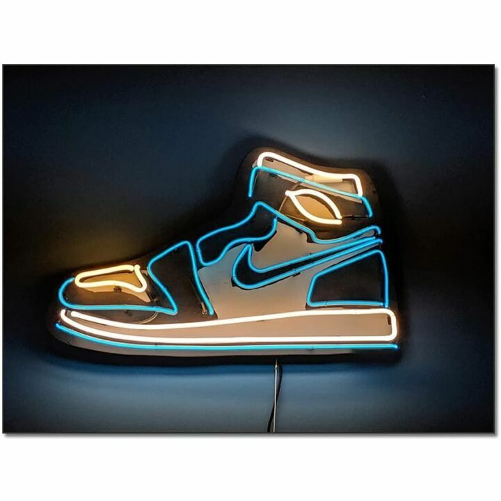 Neon Basketball Sneakers Canvas Art Print 16x20"