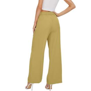 FUNYYZO Women's Wide Leg Pants High Elastic Waisted in The Back Business Work Trousers Long Straight Suit Pants