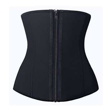 YIANNA Women Zip&Hook Latex Waist Training Corsets/Cincher Sport Girdle Underbust Hourglass Body Sha...