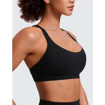 CRZ YOGA Strappy Sports Bras for Women - Criss Cross Back Wireless Padded Yoga Workout Cami Top Black X-Small