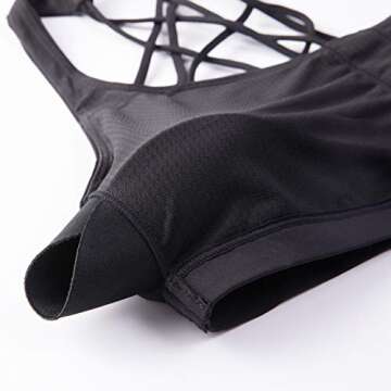 CRZ YOGA Strappy Sports Bras for Women - Criss Cross Back Wireless Padded Yoga Workout Cami Top Black X-Small