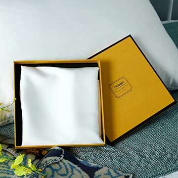HISEN HOME 100% Silk Pillowcase for Hair and Skin, 100% Mulberry Silk Pillow Cases Both Side 19 Momme Pillow Protectors Bed Pillowcase with Hidden Zipper, Standard Size Pillow Cases - White