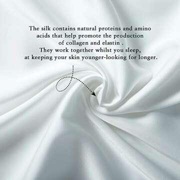 HISEN HOME 100% Silk Pillowcase for Hair and Skin, 100% Mulberry Silk Pillow Cases Both Side 19 Momme Pillow Protectors Bed Pillowcase with Hidden Zipper, Standard Size Pillow Cases - White