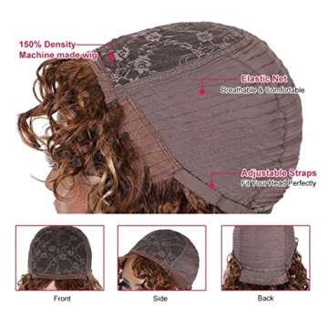 Beauty Forever Color Wig #4 Chocolate Brown Straight Human Hair Wigs with Bangs,Affordable Layer Cut Straight Glueless Dark Brown Full Machine Made None Lace Wig With Bangs 150% Density 20inch