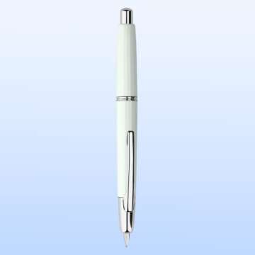 Majohn A2 Press Fountain Pen Extra Fine Nib with Box, Retractable White Resin Ink Pen with Converter Writing Pen Set (Silver Clip Version)