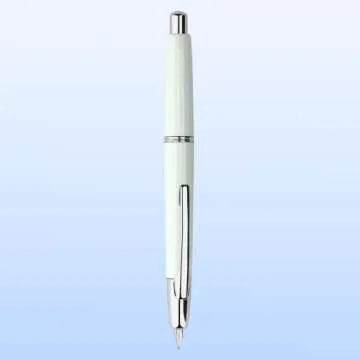 Majohn A2 Press Fountain Pen Extra Fine Nib with Box, Retractable White Resin Ink Pen with Converter Writing Pen Set (Silver Clip Version)