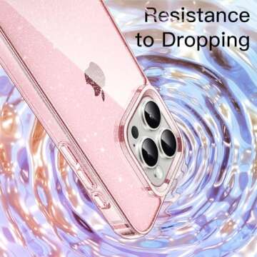 JETech Glitter Case for iPhone 15 Pro Max 6.7-Inch, Bling Sparkle Shockproof Phone Bumper Cover, Cute Sparkly for Women and Girls (Pink)