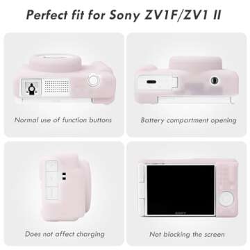 Rieibi ZV-1F Case, Soft Silicone Protective Case for Sony ZV1F/ZV-1M2/ZV-1 Mark II (NOT for ZV1) Vlog Camera, Lightweight ZV1F Case - Pink White