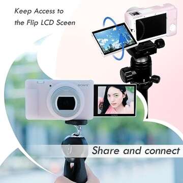 Rieibi ZV-1F Case, Soft Silicone Protective Case for Sony ZV1F/ZV-1M2/ZV-1 Mark II (NOT for ZV1) Vlog Camera, Lightweight ZV1F Case - Pink White