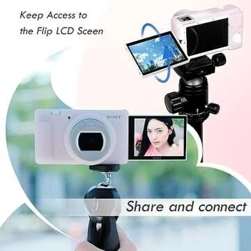 Rieibi ZV-1F Case, Soft Silicone Protective Case for Sony ZV1F/ZV-1M2/ZV-1 Mark II (NOT for ZV1) Vlog Camera, Lightweight ZV1F Case - Pink White