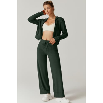QINSEN Womens Cozy Hoodie Sweatpants Set Forest Green