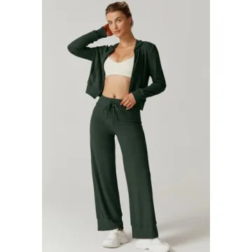 QINSEN Womens Cozy Hoodie Sweatpants Set Forest Green