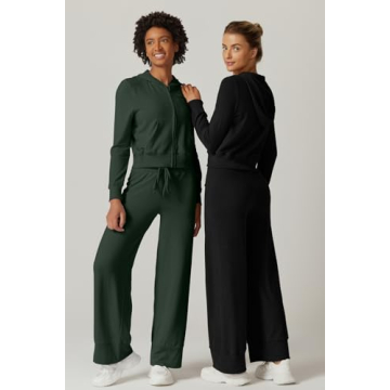 QINSEN Womens Cozy Hoodie Sweatpants Set Forest Green