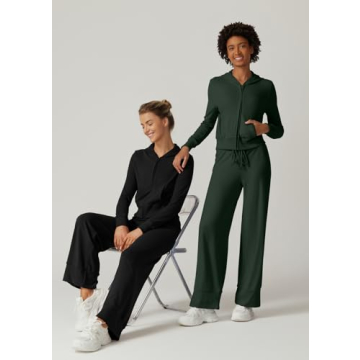 QINSEN Womens Cozy Hoodie Sweatpants Set Forest Green