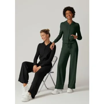 QINSEN Womens Cozy Hoodie Sweatpants Set Forest Green