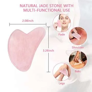 Deciniee Jade Roller, 3 in 1 Ridged Jade Roller and Gua Sha Facial Massager Tools,100% Natural Rose Quartz Jade Roller for Face,Eye,Neck