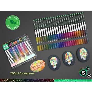 TOOLI-ART Acrylic Paint Markers Paint Pens Special Colors Set For Rock Painting, Canvas, Fabric, Gla...