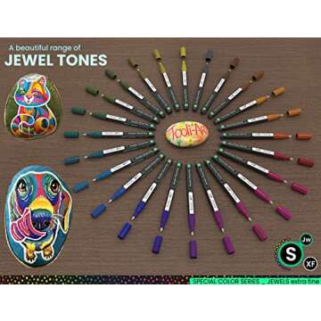 TOOLI-ART Acrylic Paint Markers Paint Pens Special Colors Set For Rock Painting, Canvas, Fabric, Glass, Mugs, Wood, Ceramics, Plastic, Multi-Surface. Non Toxic, Water-based (JEWEL XF)