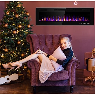 Electactic 60 Inch Electric Fireplace Remote Control Customizable Flames
