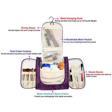 Hanging Toiletry Bag Extra Large Capacity | Premium Travel Organizer Bags For Men And Women | Durabl...