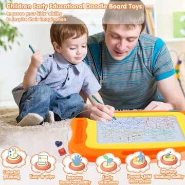 Magnetic Drawing Board Toddler Toys for Girls Boys, 15 Inch Erasable Doodle Board for Kids Colorful Etch Education Sketch Doodle Pad Toddler Toys for Age 3 4 5 6 7 Year Old Girl Boy