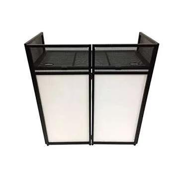 DJ Event Facade White/Black Scrim Metal Frame Booth + 20" x 40" Flat Table Top Includes Both White and Black Panels + Carrying Cases!