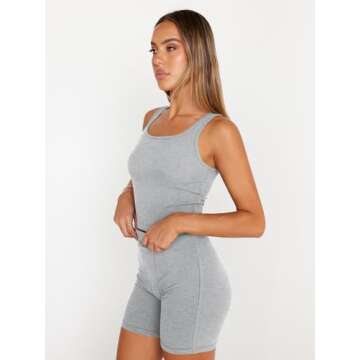 Trendy Queen 2 Piece Lounge Sets for Women Matching Workout Set Cropped Tank Tops and High Waist Yoga Leggings Active Wear, X-Large, Grey