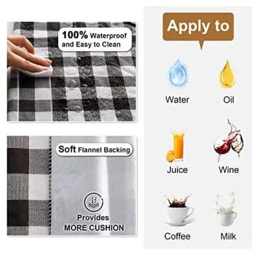 Gotron Fitted Picnic Table Cover with Bench Covers Elastic Edges and Storage Bag, Vinyl Waterproof Table Cloths Flannel Backing More Cushion Camping Accessories and Essentials, 72x30 Inches, Black