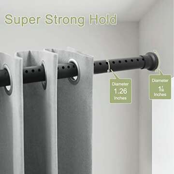 Refrze Room Divider Tension Curtain Rod, 122-150 Inch Tension Shower Curtain Rods, Curtain Rods No Drilling for Window,Adjustable Bathroom Stall Tension Pole-Black