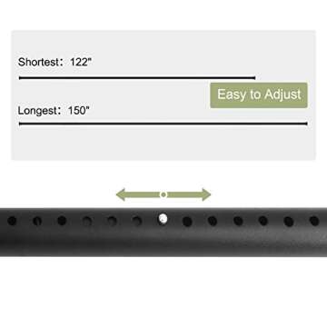 Refrze Room Divider Tension Curtain Rod, 122-150 Inch Tension Shower Curtain Rods, Curtain Rods No Drilling for Window,Adjustable Bathroom Stall Tension Pole-Black