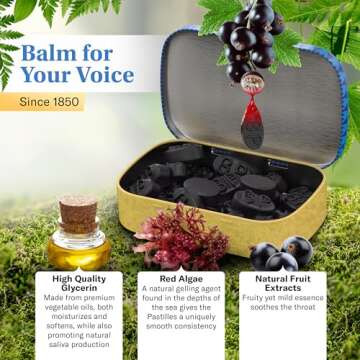 GRETHER'S Pastilles Classic Blackcurrant Natural Remedy Dry Mouth Relief - Soothing Throat & Healthy Voice - Long-Lasting Flavor, Gift for Singers - 1-Pack - 2.1 oz.