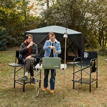 EVER ADVANCED 30.7" Seat Height Directors Chair for Makeup Artist with Side Table Easy Get in Out fo...