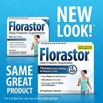 Florastor Probiotics for Digestive & Immune Health, 20 Capsules, Probiotics for Women & Men, Dual action helps flush out bad bacteria & boosts the good with our unique strain Saccharomyces boulardii