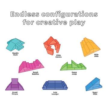 Yourigami Kids and Toddler Play Gym, Playroom Couch Set, Durable Modular Design, Green Meadows