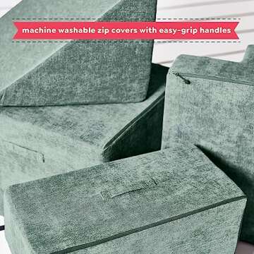 Yourigami Kids and Toddler Play Gym, Playroom Couch Set, Durable Modular Design, Green Meadows