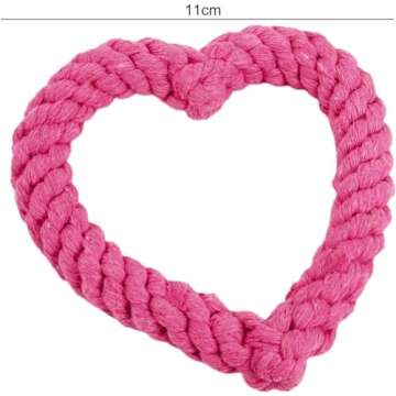 Creative Dark(Available in Random Color) Cotton Rope Love Heart Shaped Interactive Cute Dog Chew Toys for Heavy Duty Dental Chewers, Puppy Teething Tug Toy