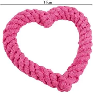 Creative Dark(Available in Random Color) Cotton Rope Love Heart Shaped Interactive Cute Dog Chew Toys for Heavy Duty Dental Chewers, Puppy Teething Tug Toy