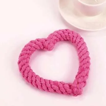 Creative Dark(Available in Random Color) Cotton Rope Love Heart Shaped Interactive Cute Dog Chew Toys for Heavy Duty Dental Chewers, Puppy Teething Tug Toy