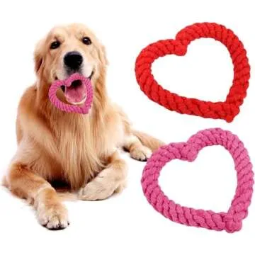 Creative Dark(Available in Random Color) Cotton Rope Love Heart Shaped Interactive Cute Dog Chew Toys for Heavy Duty Dental Chewers, Puppy Teething Tug Toy