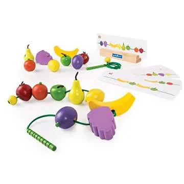 Guidecraft Count and Lace Fruit Set for Kids Learning