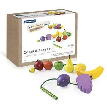 Guidecraft Count and Lace Fruit Set for Kids Learning
